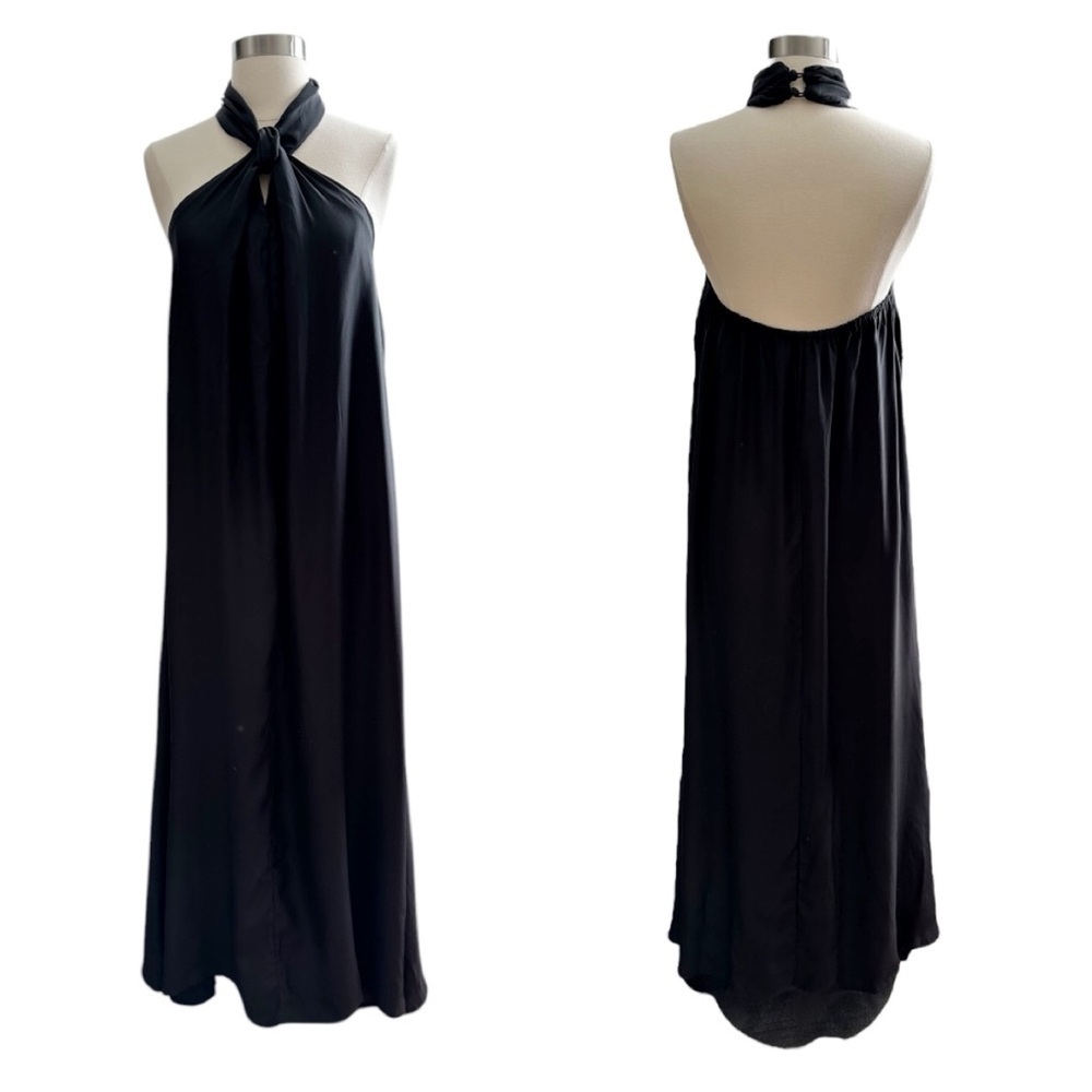 Natalie Martin Black Halter Maxi Dress